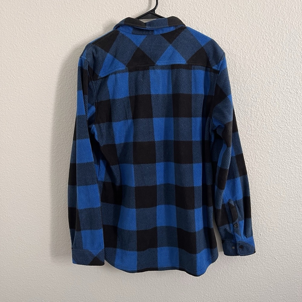O'Neill Men's Large Button Shirt Flannel Plaid Skater Black Blue Snap Button - Picture 5 of 6
